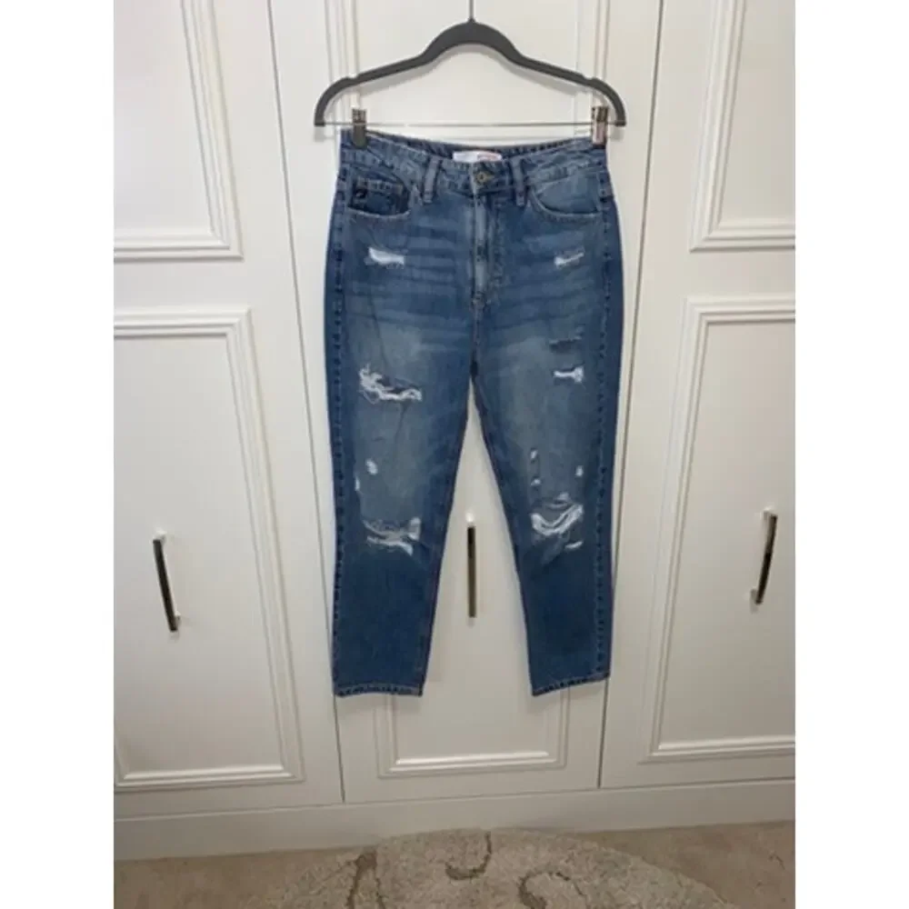 KanCan‎ Women's High Rise Distressed Straight Leg Jeans Size 3/25 Blue